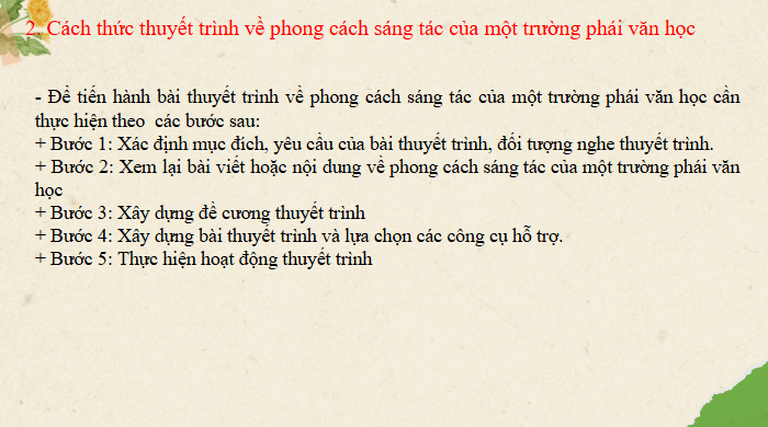 Giáo án điện tử Chuyên đề Văn 12 Thuyết trình về phong cách sáng tác của một trường phái văn học | Chuyên đề PPT Văn 12 Cánh diều