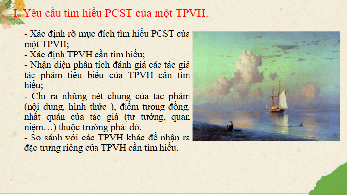 Giáo án điện tử Chuyên đề Văn 12 Tìm hiểu phong cách sáng tác của một trường phái văn học | Chuyên đề PPT Văn 12 Cánh diều