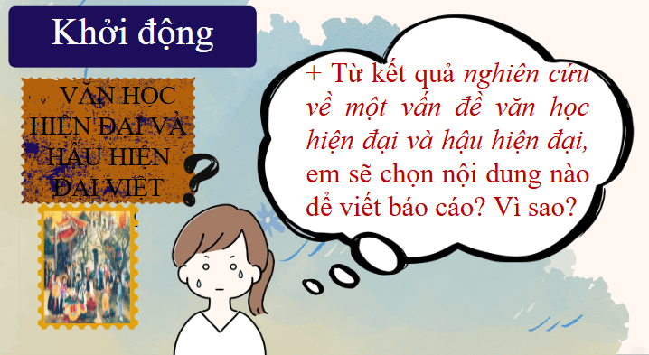 Giáo án điện tử Chuyên đề Văn 12 Viết báo cáo về một vấn đề văn học hiện đại và hậu hiện đại | Chuyên đề PPT Văn 12 Cánh diều