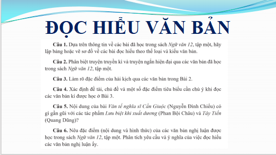 Giáo án điện tử bài Nội dung ôn tập | PPT Văn 12 Cánh diều