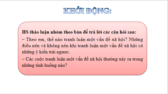 Giáo án điện tử bài Tranh luận một vấn đề xã hội có những ý kiến trái ngược nhau | PPT Văn 12 Chân trời sáng tạo