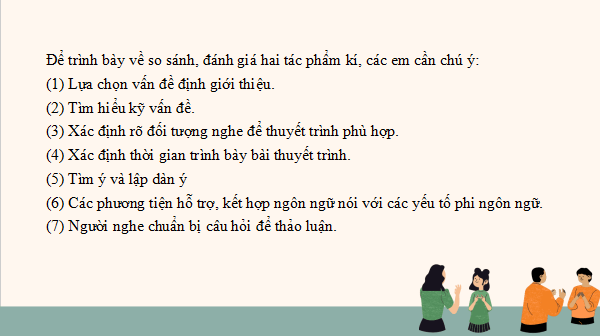 Giáo án điện tử bài Trình bày về so sánh, đánh giá hai tác phẩm kí | PPT Văn 12 Cánh diều