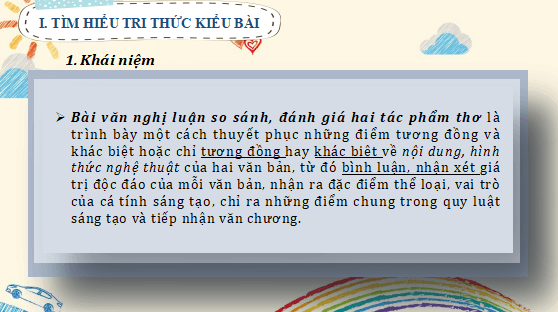 Giáo án điện tử bài Viết bài nghị luận so sánh, đánh giá hai tác phẩm thơ | PPT Văn 12 Cánh diều