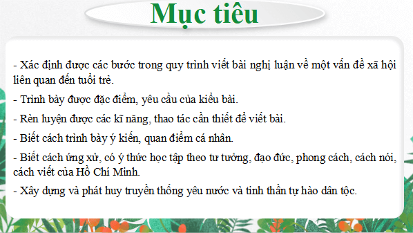 Giáo án điện tử bài Viết bài nghị luận về quan niệm yêu nước của tuổi trẻ | PPT Văn 12 Cánh diều
