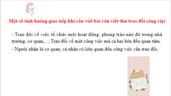 Giáo án điện tử bài Viết thư trao đổi công việc | PPT Văn 12 Chân trời sáng tạo