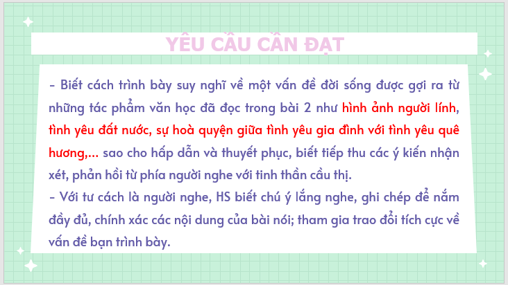 Giáo án điện tử bài Trình bày suy nghĩ về một vấn đề đời sống (được gợi ra từ tác phẩm văn học đã đọc) | PPT Văn 7 Kết nối tri thức