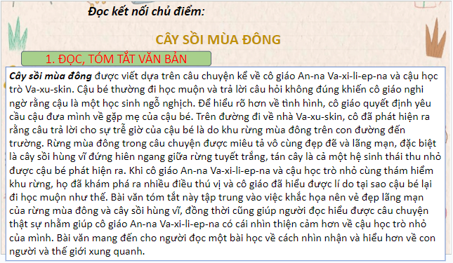 Giáo án điện tử bài Cây sồi mùa đông | PPT Văn 8 Chân trời sáng tạo