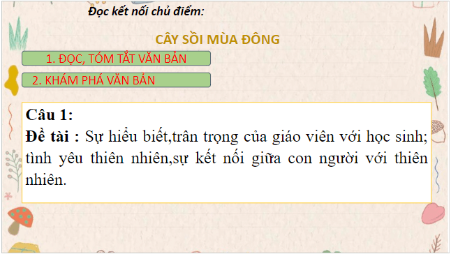 Giáo án điện tử bài Cây sồi mùa đông | PPT Văn 8 Chân trời sáng tạo