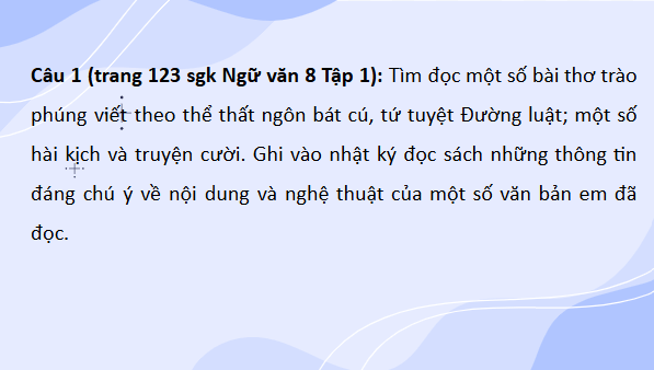 Giáo án điện tử bài Đọc mở rộng trang 123 | PPT Văn 8 Kết nối tri thức