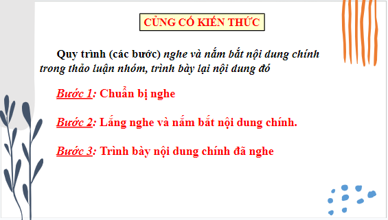 Giáo án điện tử bài Nghe và nắm bắt nội dung chính đã trao đổi, thảo luận và trình bày lại nội dung đó | PPT Văn 8 Chân trời sáng tạo