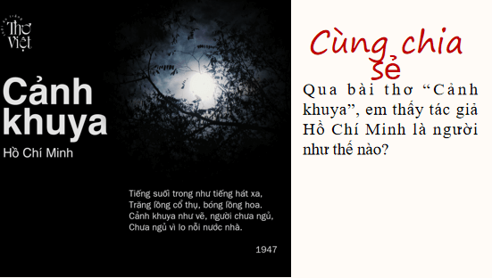 Giáo án điện tử bài Vẻ đẹp của bài thơ Cảnh khuya | PPT Văn 8 Cánh diều