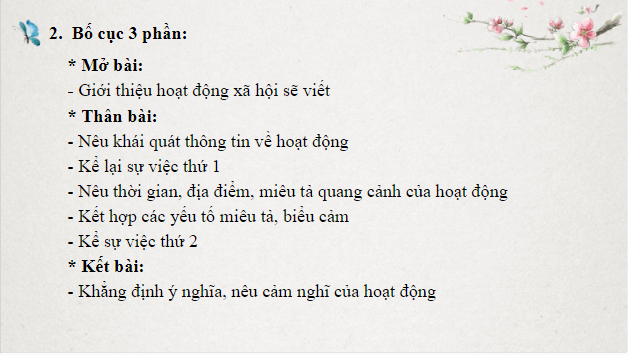 Giáo án điện tử bài Viết bài văn kể lại một hoạt động xã hội | PPT Văn 8 Chân trời sáng tạo