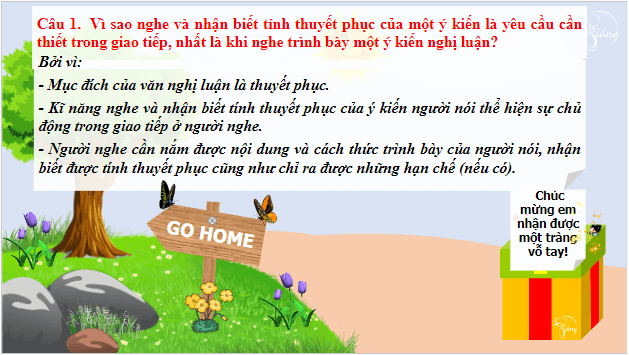 Giáo án điện tử bài Nghe và nhận biết tính thuyết phục của một ý kiến trang 49, 50 | PPT Văn 9 Cánh diều