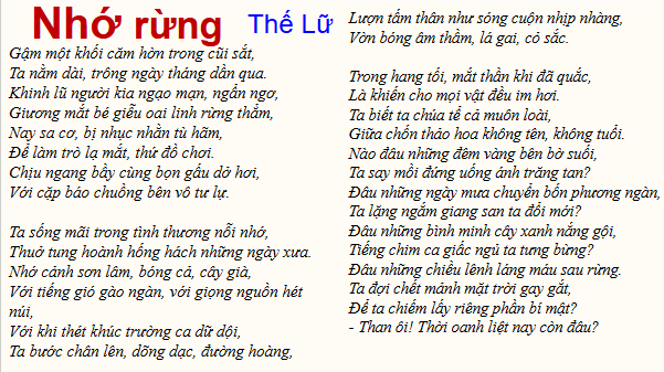 Giáo án điện tử bài Nhớ rừng | PPT Văn 9 Chân trời sáng tạo