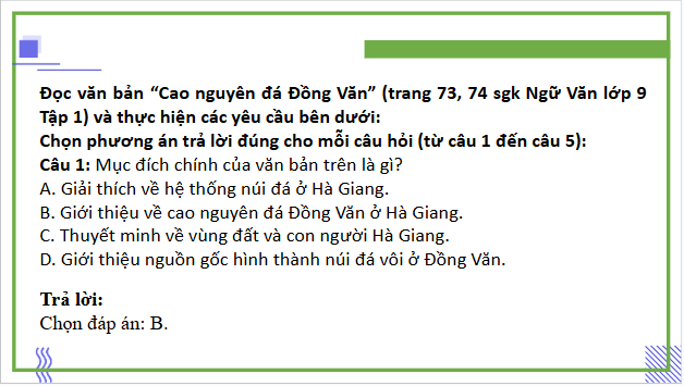 Giáo án điện tử bài Cao nguyên đá Đồng Văn | PPT Văn 9 Cánh diều