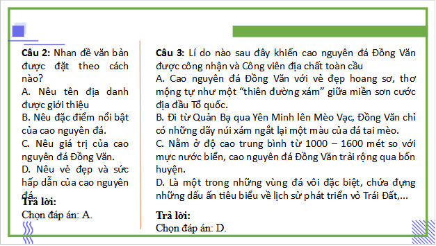 Giáo án điện tử bài Cao nguyên đá Đồng Văn | PPT Văn 9 Cánh diều