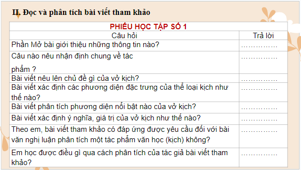 Giáo án điện tử bài Viết bài văn nghị luận phân tích một tác phẩm văn học (kịch) | PPT Văn 9 Kết nối tri thức