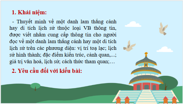 Giáo án điện tử bài Viết bài văn thuyết minh về một danh lam thắng cảnh hay di tích lịch sử | PPT Văn 9 Chân trời sáng tạo