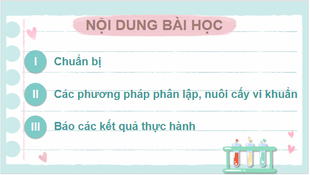 Giáo án điện tử Sinh 10 Chân trời sáng tạo Bài 23: Thực hành: Một số phương pháp nghiên cứu vi sinh vật | PPT Sinh học 10