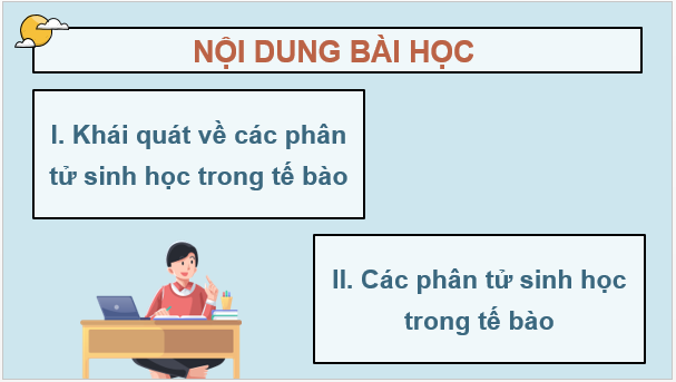 Giáo án điện tử Sinh 10 Chân trời sáng tạo Bài 6: Các phân tử sinh học trong tế bào | PPT Sinh học 10