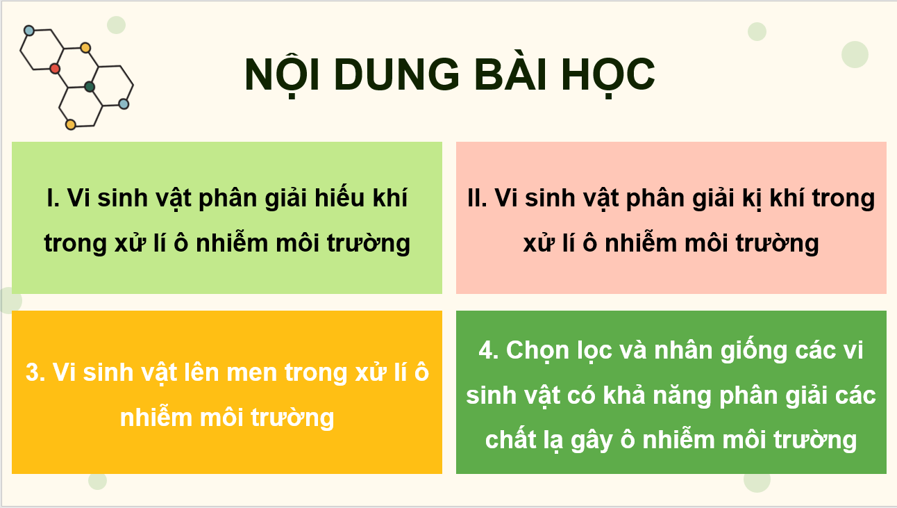 Giáo án điện tử Chuyên đề Sinh 10 Kết nối tri thức Giáo án điện tử Bài 10: Vi sinh vật trong phân giải các hợp chất làm ô nhiễm môi trường | PPT Chuyên đề Sinh học 10