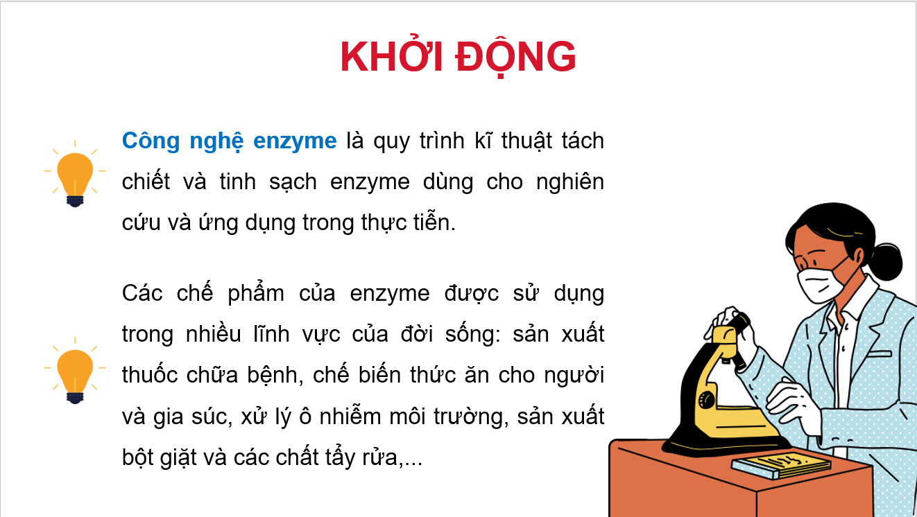 Giáo án điện tử Chuyên đề Sinh 10 Kết nối tri thức Giáo án điện tử Bài 5: Khái quát về công nghệ enzyme | PPT Chuyên đề Sinh học 10