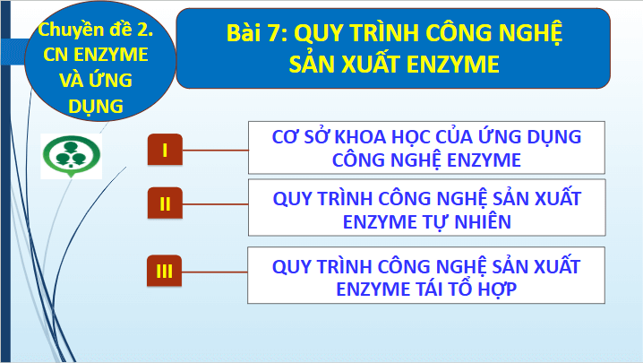 Giáo án điện tử Chuyên đề Sinh 10 Chân trời sáng tạo Bài 7: Quy trình công nghệ sản xuất enzyme | PPT Chuyên đề Sinh học 10