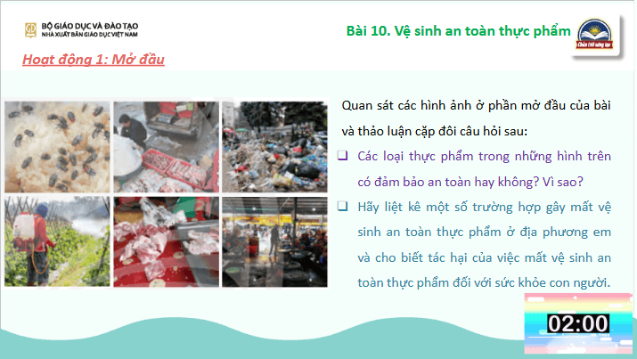 Giáo án điện tử Chuyên đề Sinh 11 Chân trời sáng tạo Bài 10: Vệ sinh an toàn thực phẩm | PPT Chuyên đề Sinh học 11