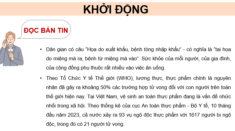 Giáo án điện tử Chuyên đề Sinh 11 Kết nối tri thức Bài 11: Dự án: Điều tra về hiện trạng mất vệ sinh an toàn thực phẩm tại địa phương | PPT Chuyên đề Sinh học 11