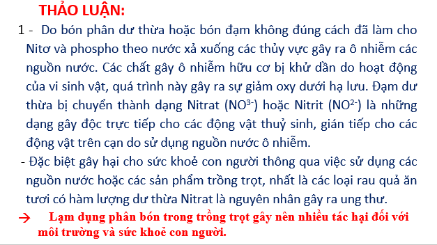 Giáo án điện tử Chuyên đề Sinh 11 Chân trời sáng tạo Bài 5: Dự án: Điều tra sử dụng phân bón ở địa phương hoặc thực hành: Trồng cây với các kĩ thuật bón phân phù hợp | PPT Chuyên đề Sinh học 11