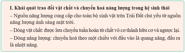 Giáo án Sinh học 12 Kết nối tri thức Bài 29: Trao đổi vật chất và chuyển hoá năng lượng trong hệ sinh thái (ảnh 1)