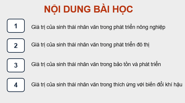 Giáo án điện tử Chuyên đề Sinh 12 Kết nối tri thức Bài 9: Giá trị của sinh thái nhân văn trong một số lĩnh vực | PPT Chuyên đề Sinh học 12
