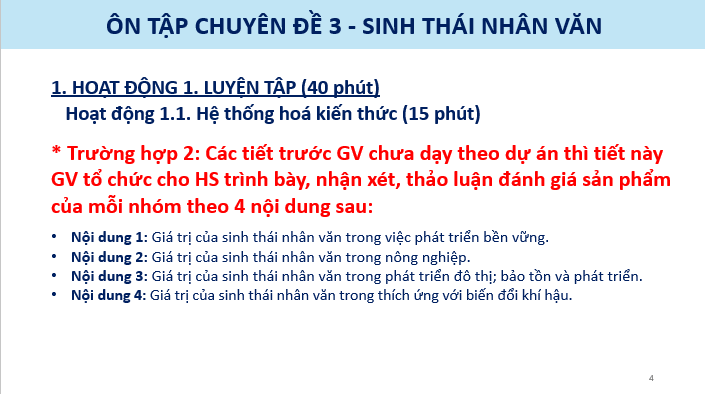 Giáo án điện tử Chuyên đề Sinh 12 Chân trời sáng tạo Ôn tập Chuyên đề 3 | PPT Chuyên đề Sinh học 12