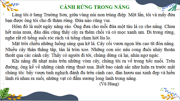 Giáo án điện tử Cánh rừng trong nắng trang 17, 18 lớp 3 | PPT Tiếng Việt lớp 3 Kết nối tri thức