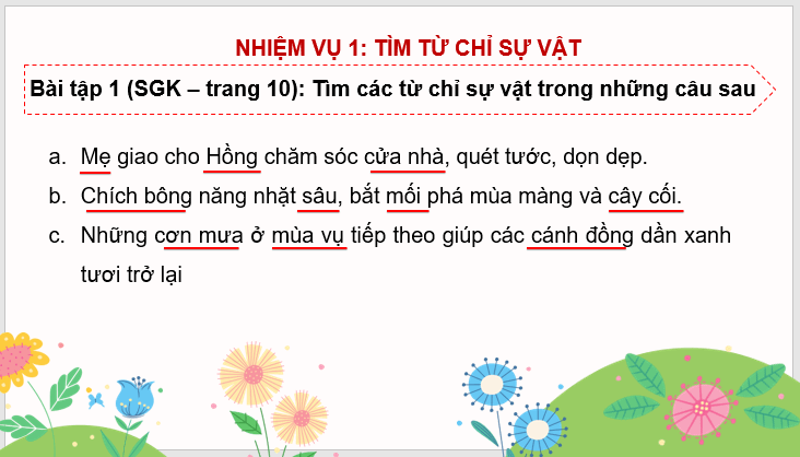 Giáo án điện tử Danh từ (trang 10, 11) lớp 4 | PPT Tiếng Việt lớp 4 Cánh diều