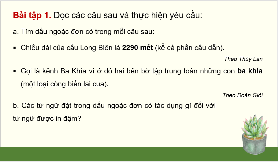 Giáo án điện tử (Luyện từ và câu lớp 4) Dấu ngoặc đơn | PPT Tiếng Việt lớp 4 Chân trời sáng tạo