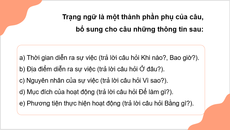 Giáo án điện tử (Luyện từ và câu) Luyện tập về trạng ngữ lớp 4 | PPT Tiếng Việt lớp 4 Cánh diều