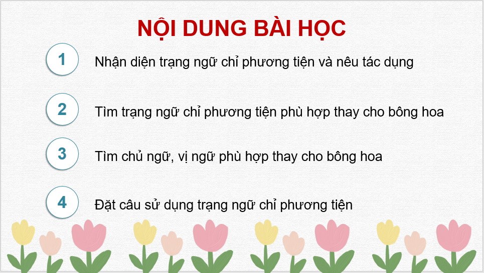 Giáo án điện tử (Luyện từ và câu lớp 4) Trạng ngữ chỉ phương tiện | PPT Tiếng Việt lớp 4 Chân trời sáng tạo