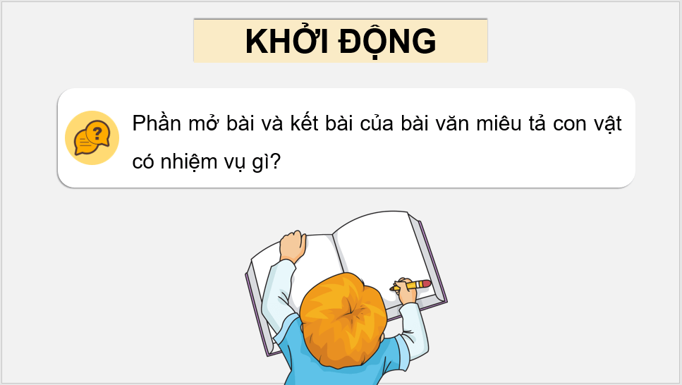 Giáo án điện tử Viết đoạn mở bài và đoạn kết bài cho bài văn miêu tả con vật lớp 4 | PPT Tiếng Việt lớp 4 Chân trời sáng tạo