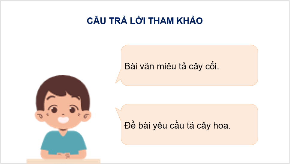 Giáo án điện tử Luyện tập lập dàn ý cho bài văn miêu tả cây cối lớp 4 | PPT Tiếng Việt lớp 4 Chân trời sáng tạo