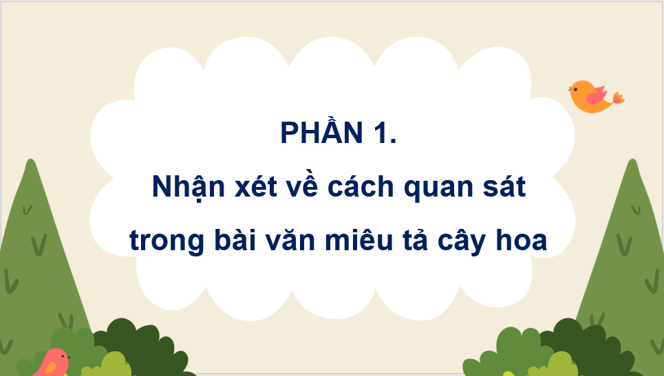 Giáo án điện tử Luyện tập quan sát, tìm ý cho bài văn miêu tả cây cối lớp 4 | PPT Tiếng Việt lớp 4 Chân trời sáng tạo