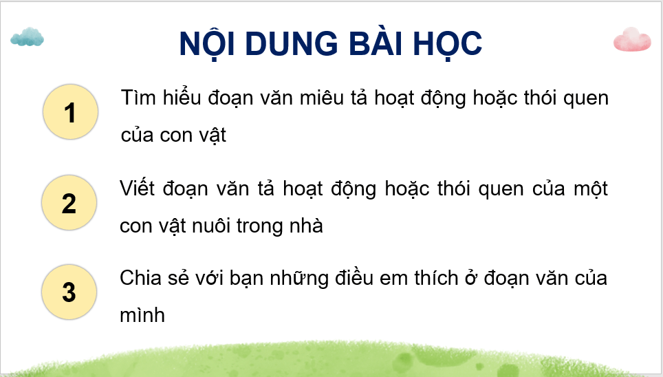 Giáo án điện tử Luyện tập viết đoạn văn cho bài văn miêu tả con vật (trang 98) lớp 4 | PPT Tiếng Việt lớp 4 Chân trời sáng tạo