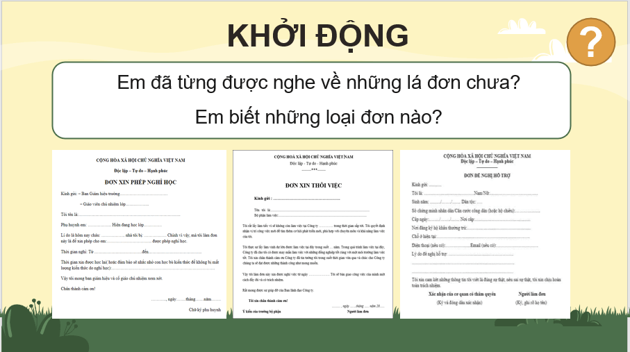Giáo án điện tử Tìm hiểu cách viết đơn lớp 4 | PPT Tiếng Việt lớp 4 Kết nối tri thức