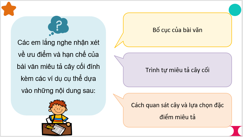 Giáo án điện tử Trả bài văn miêu tả cây cối lớp 4 | PPT Tiếng Việt lớp 4 Kết nối tri thức