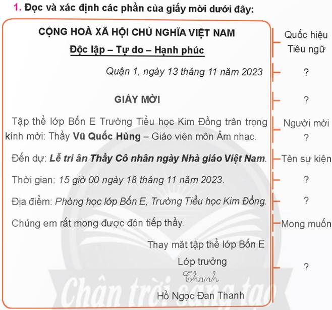 Giáo án Viết giấy mời lớp 4 | Giáo án Tiếng Việt lớp 4 Chân trời sáng tạo