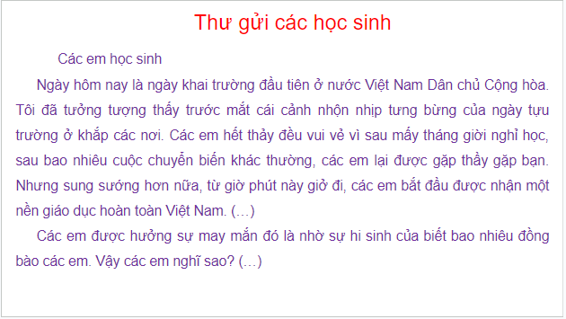 Giáo án điện tử Thư gửi các học sinh lớp 5 | PPT Tiếng Việt lớp 5 Cánh diều