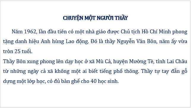 Giáo án điện tử Chuyện một người thầy lớp 5 | PPT Tiếng Việt lớp 5 Cánh diều