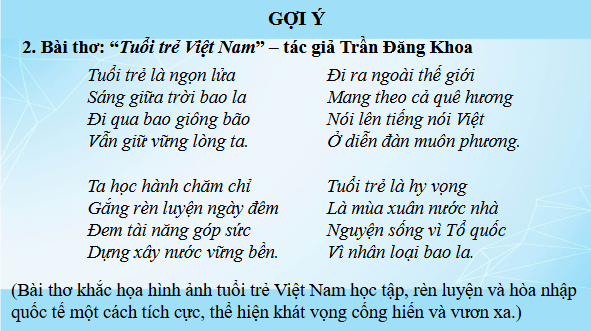 Giáo án điện tử Đọc sách báo về gương học tập, rèn luyện hoặc các hoạt động quốc tế của tuổi trẻ Việt Nam lớp 5 | PPT Tiếng Việt lớp 5 Cánh diều