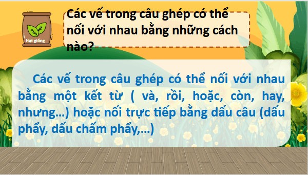 Giáo án điện tử Luyện từ và câu: Cách nối các vế câu ghép (tiếp theo) lớp 5 | PPT Tiếng Việt lớp 5 Kết nối tri thức