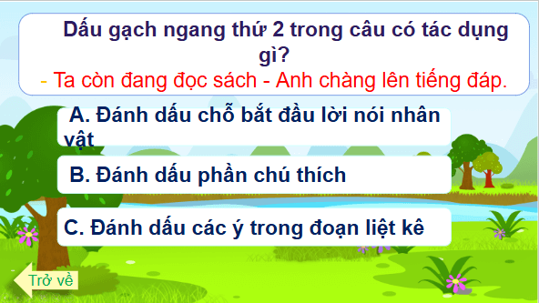 Giáo án điện tử Luyện từ và câu: Luyện tập về dấu gạch ngang lớp 5 | PPT Tiếng Việt lớp 5 Chân trời sáng tạo